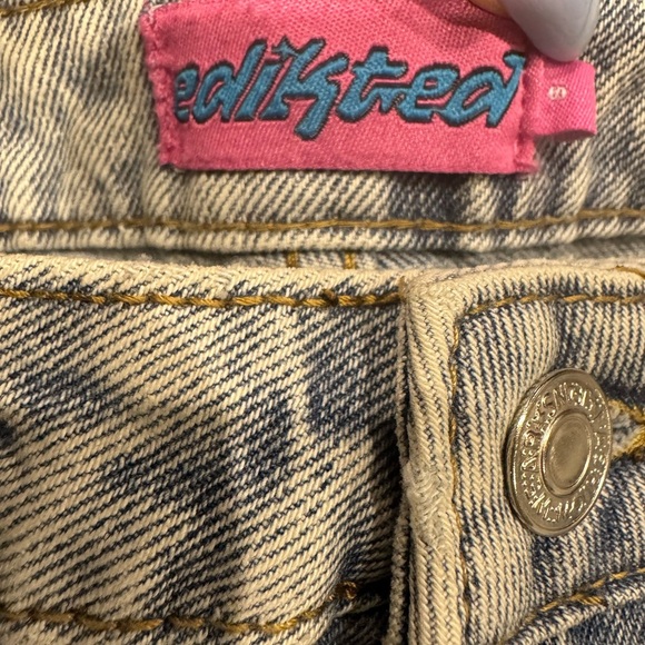 Edikted Distressed Wide Leg Jeans Small - Picture 3 of 4